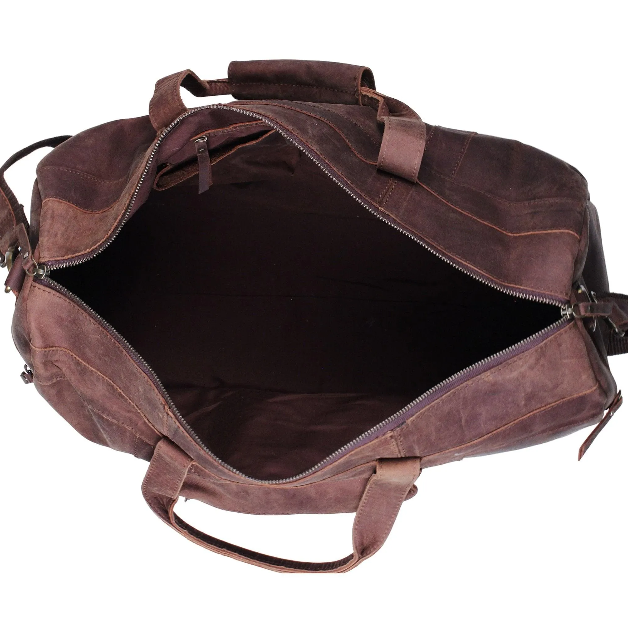 Genuine Leather Travel Weekender 20 Inch Brown Duffle Bag