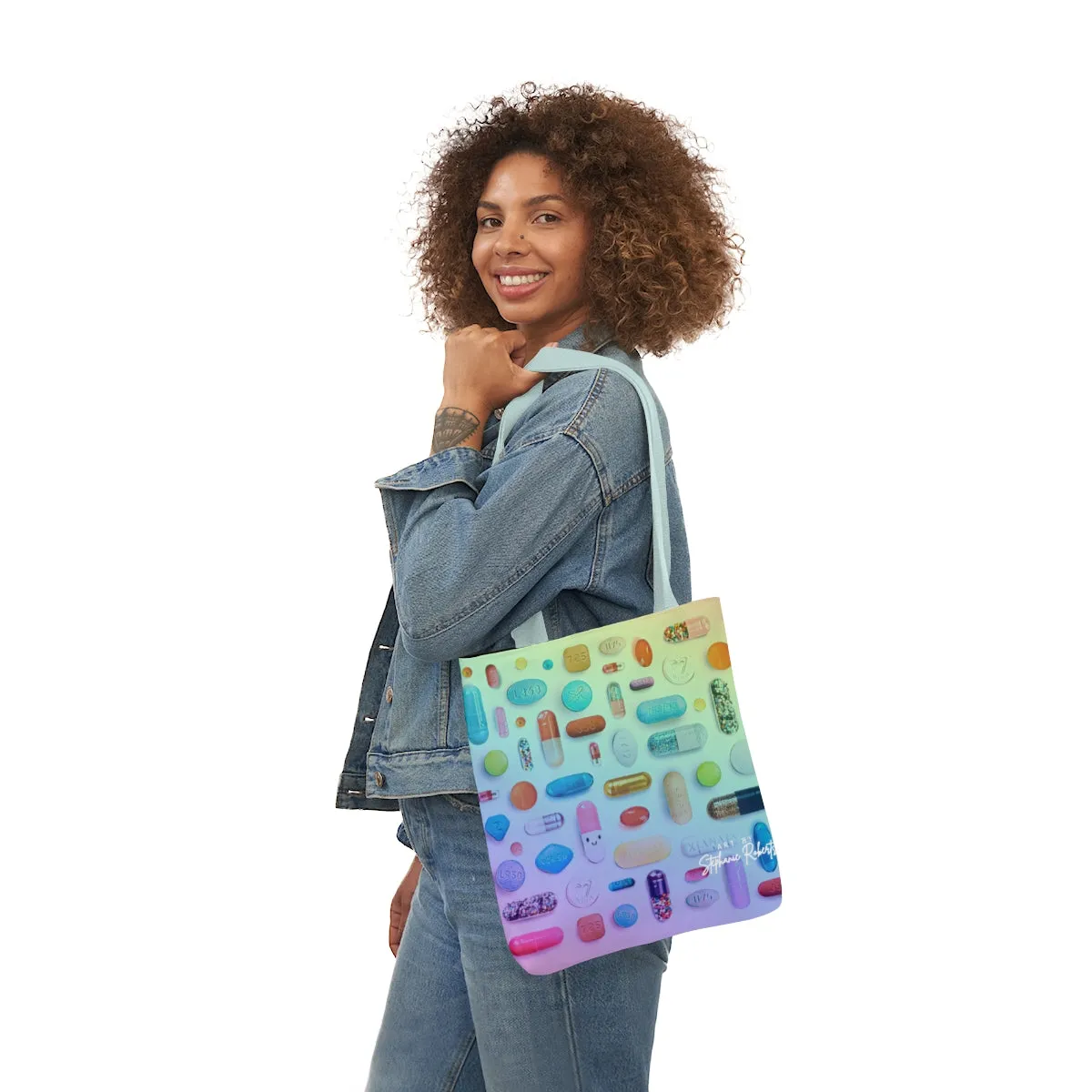Rainbow Pill Grid - Polyester Canvas Tote Bag