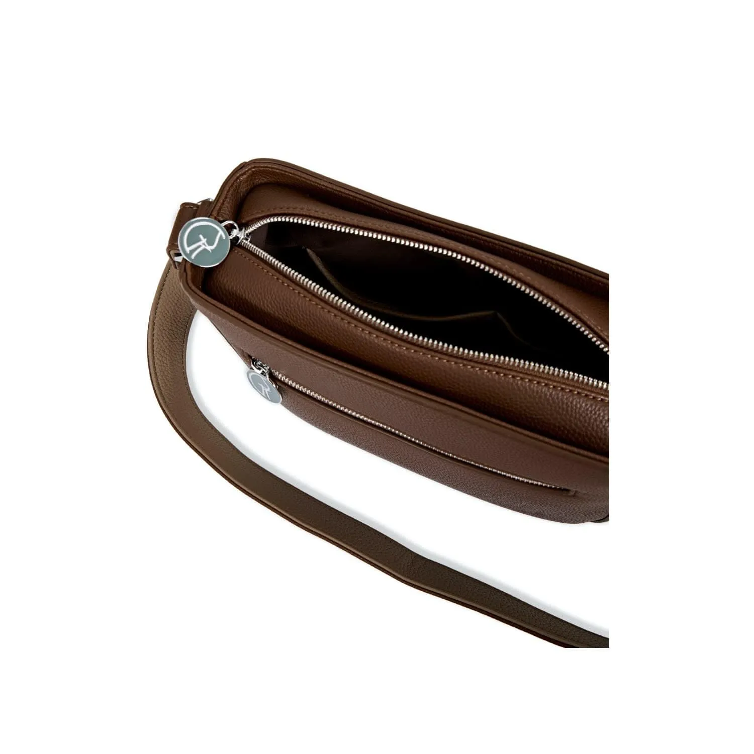 Vegan Leather Crossbody Handbag | Brown & Beige